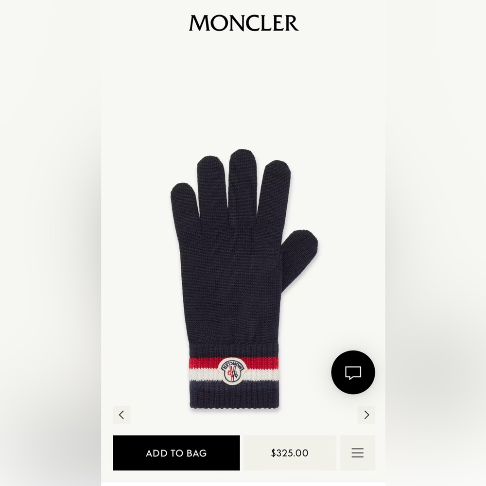 Moncler NWT Navy Gloves Unisex Medium Stretch 100% Virgin Wool - Picture 6 of 8